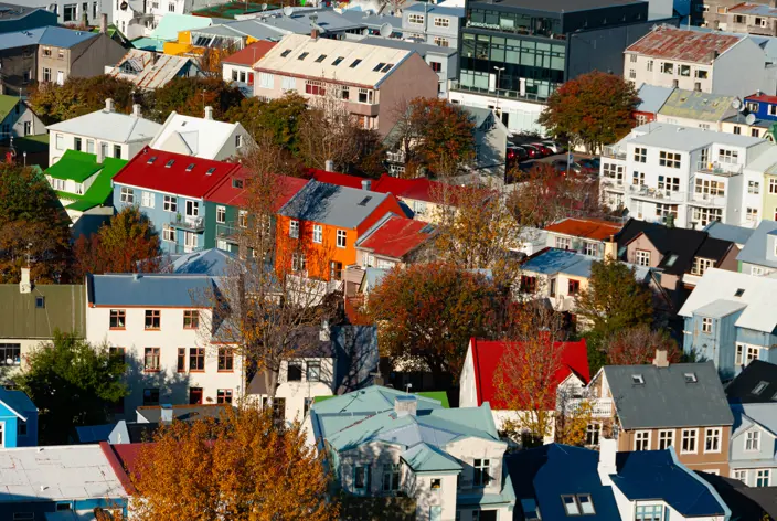 Hús í Reykjavík, séð ofanfrá