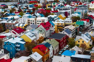 A photo overlooking Reykjavik